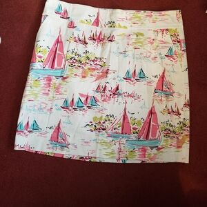 Talbots Pink and Blue Sailboat Mini Skirt